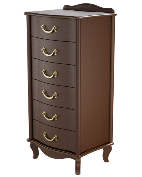 Комод Джульетта узкий 6 ящиков 49х40,5х106,5 см (орех)